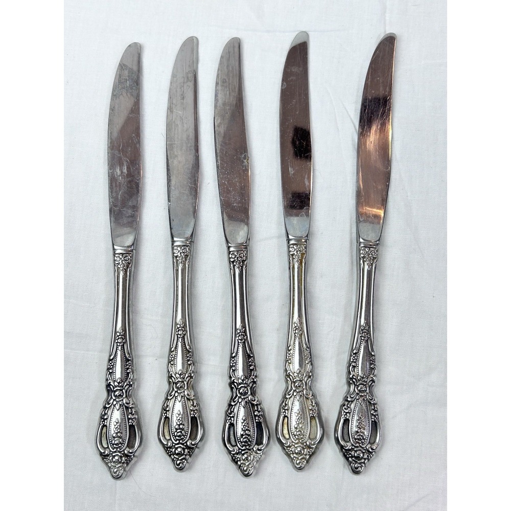 Oneida Monte Carlo Flatware Deluxe Stainless Set Of 5 Dinner Knives